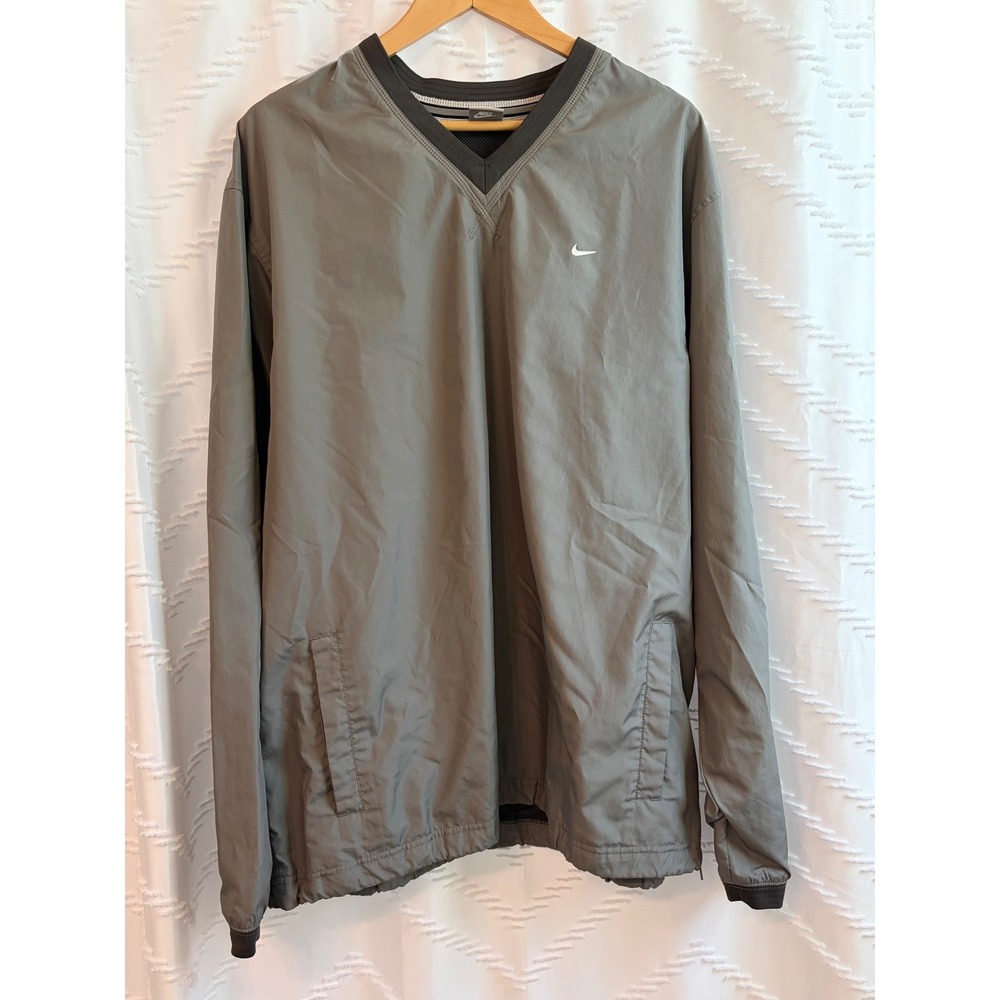 Nike Golf V-Neck Windshirt Pullover Gray XXL Embroidered Swoosh Mesh Lining